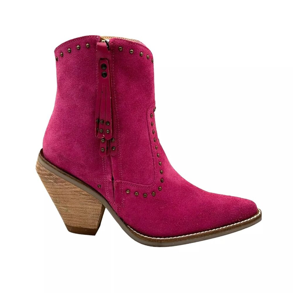 Dingo Classy N Sassy Women's Western Boot Size 8.5 Fuchsia Suede Upper Side Zip - Picture 2 of 13